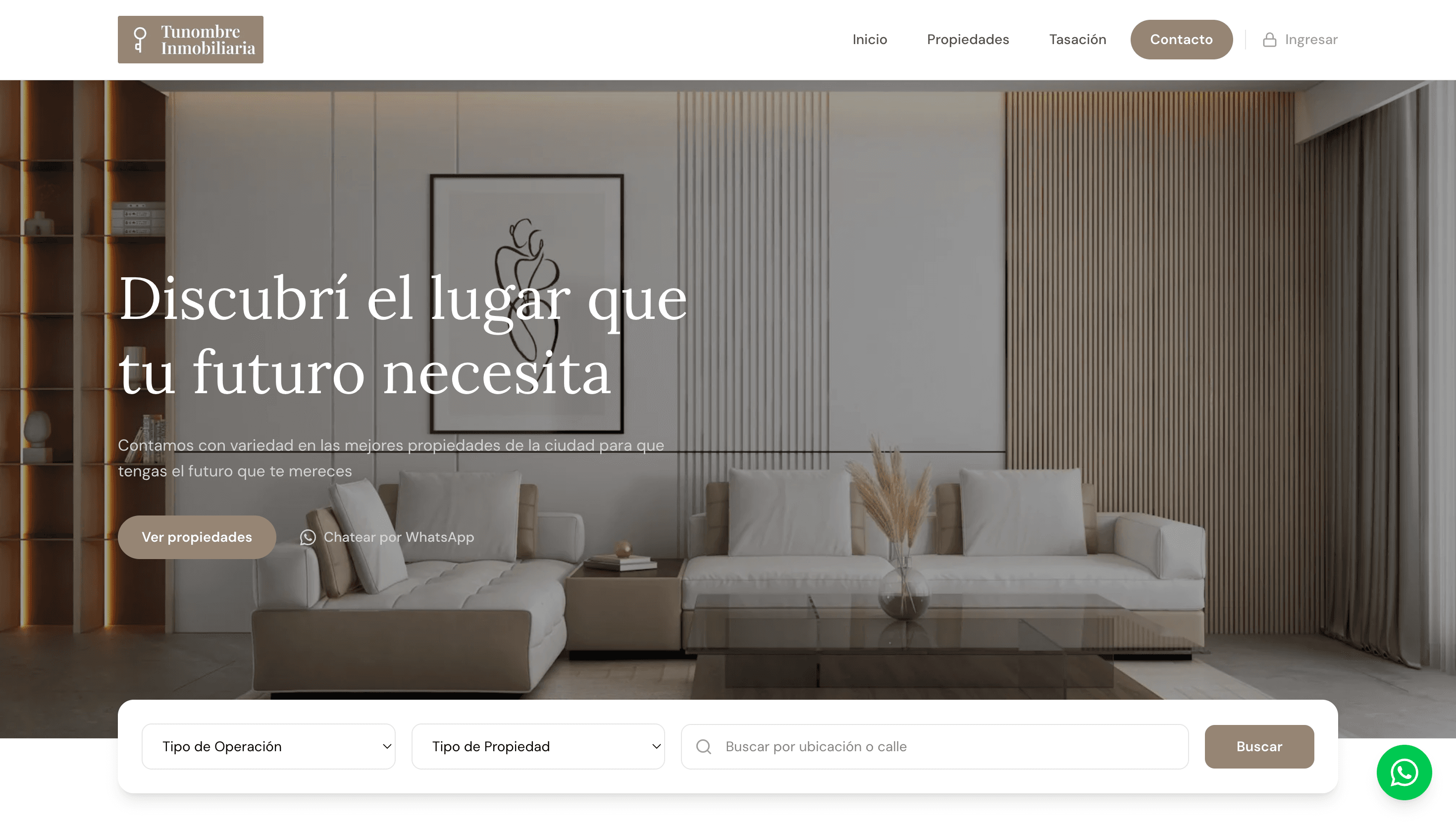 Diseño de hero inmobiliario principal